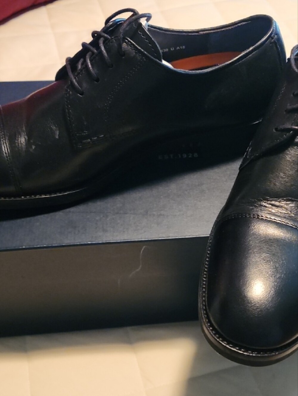 Cole Haan Black Leather Cap-Toe Oxfords